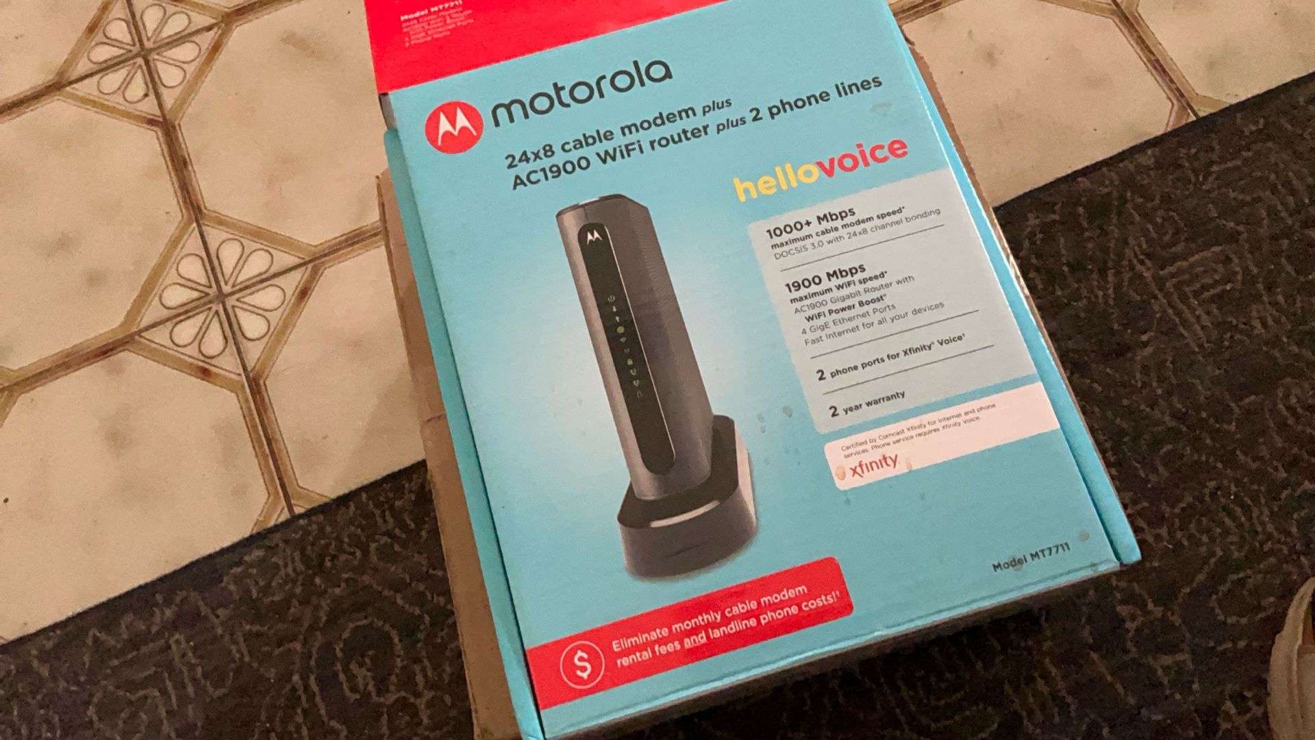 Motorola 24X8 Cable Modem/Router, DOCSIS 3.0 Modem Dual Band WiFi | MT7711         With FREE Back Up Battery Free