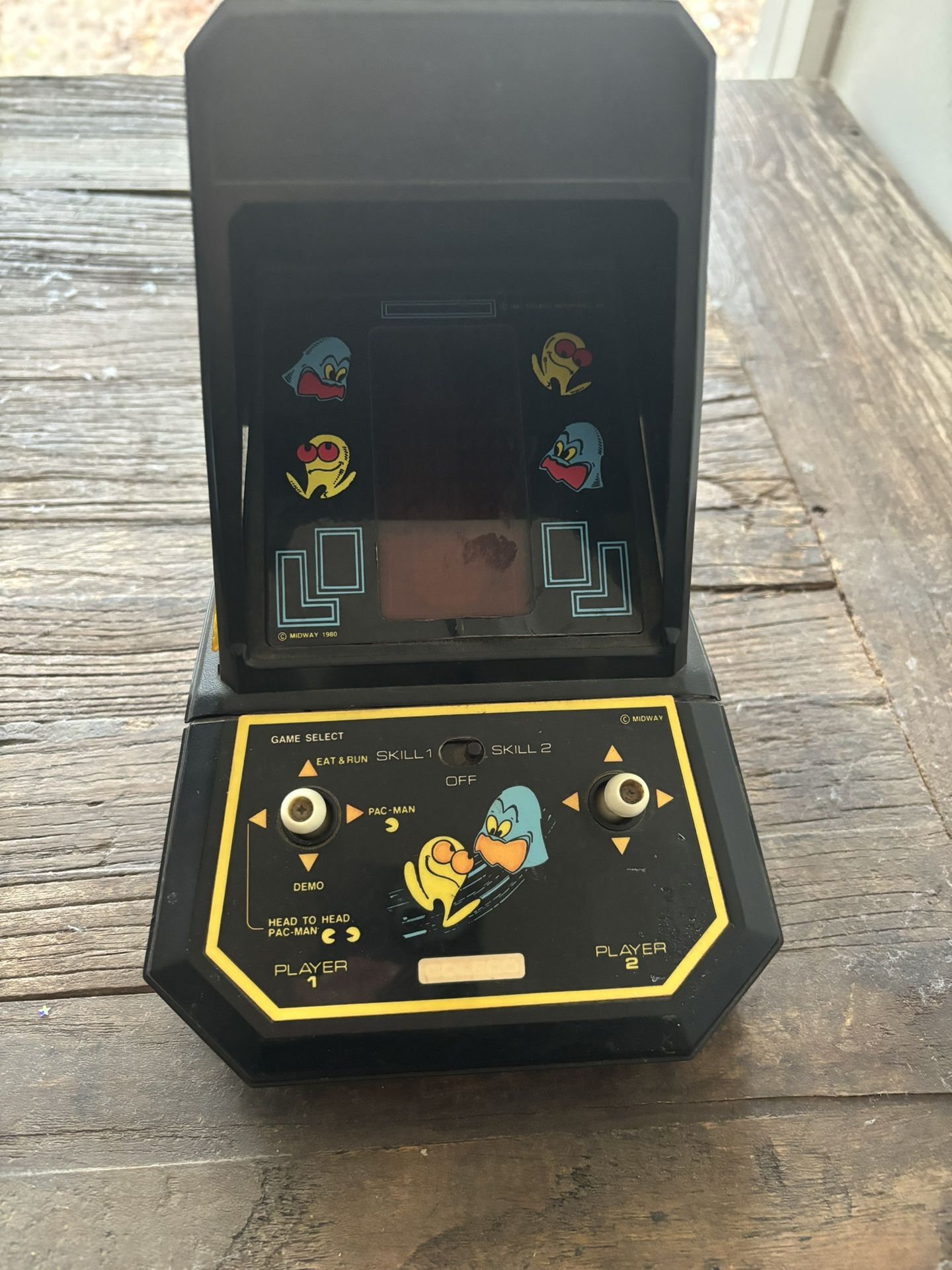 Vtg 1981 Coleco Pac-Man Mini Arcade Table Top Working w/ Battery Cover Game