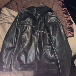 Vintage Arizona Leather Jacket With Hood 