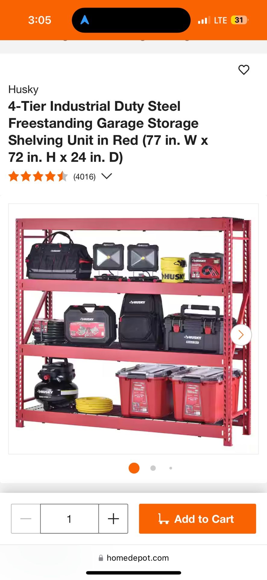 Freestanding Garage Storage Shelving Red