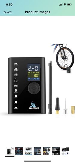 Allezard Tire Inflator Portable Air Compressor, 15 Cordless Tire Pump with 6000mAh Rechargeable Li-ion Battery, Electric Air Pump with LED Light