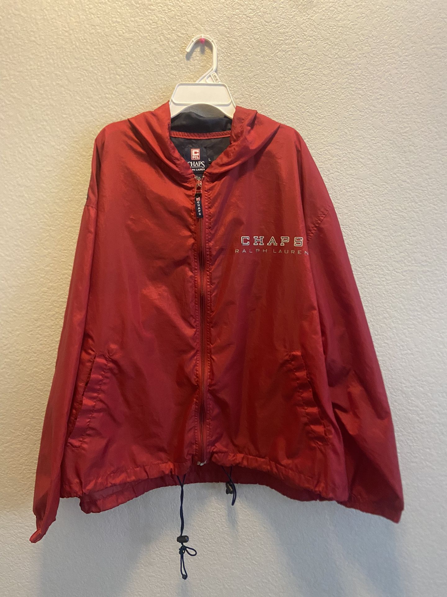Chaps Ralph Lauren Mens Jacket Large Red Windbreaker Vintage Made In Russia