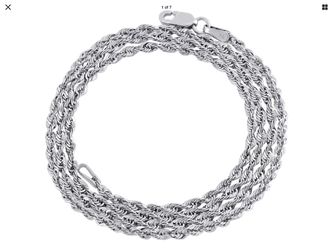 10kt 2mm 20 in hollow Diamond cut white gold rope chain new tag attached