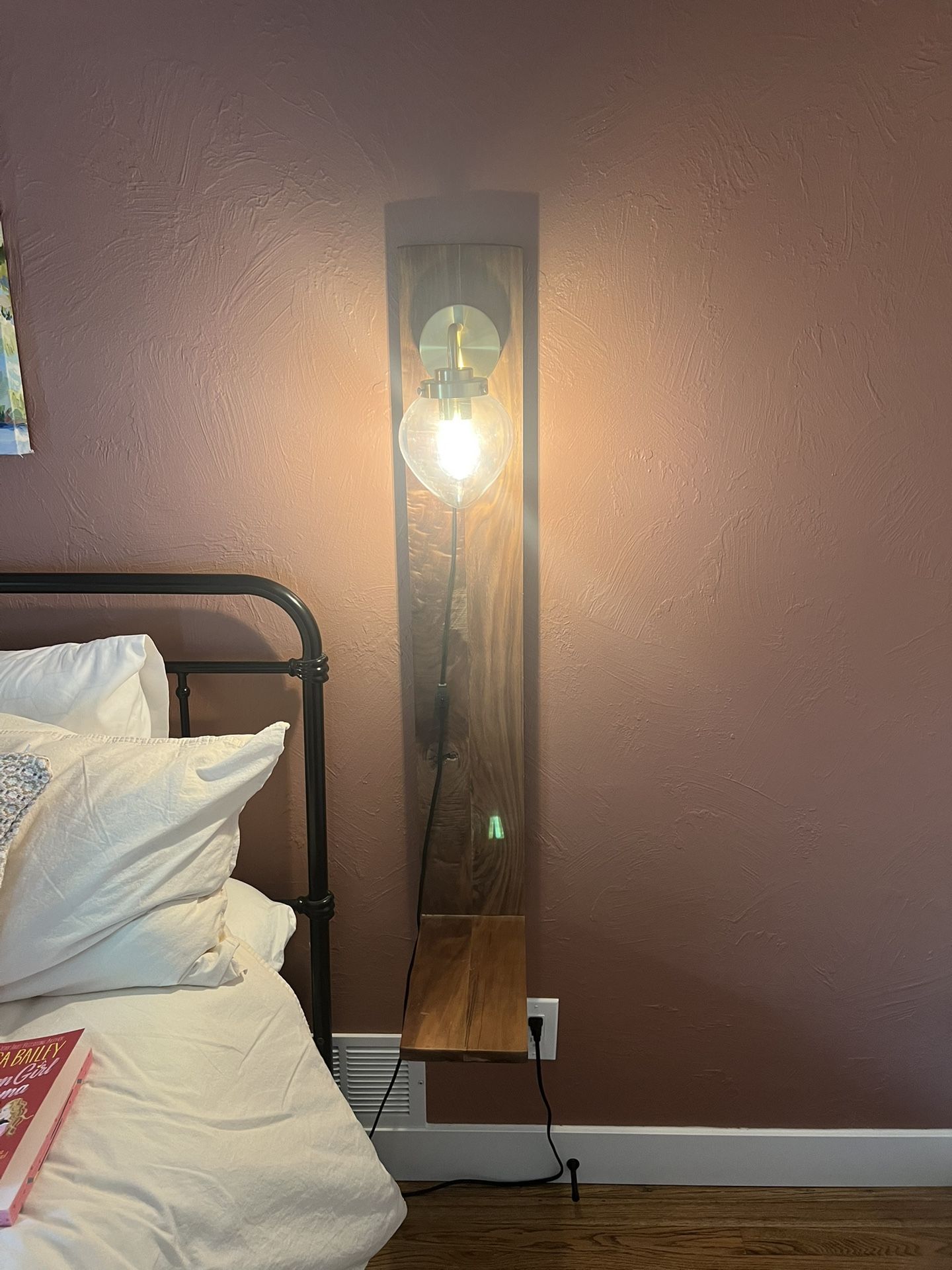 Custom Walnut Side Tables w/ IKEA Pendant Lights - Set of 2