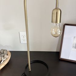 Metal Arch Table Lamp with Tray Base Edison Bulb 