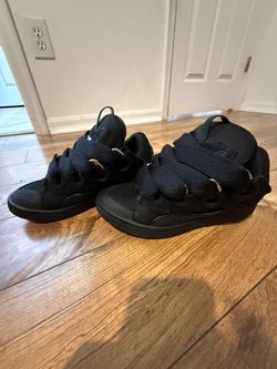 Lanvin Black Curb Leather sneakers
