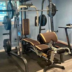 45²+35²+25²+1Barra7ft+Bench+Rack Smith + 4 Mats 6x4Thick3/4. Delivery cheap/Barato for extra 