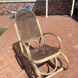 Vintage Bentwood and Wicker Rocking Chair