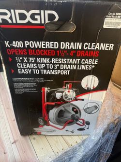 K-400 Drain Cleaning Snake Auger 120-Volt Drum Machine with C-32IW 3/8 in. x 75 ft. Cable + 4-Piece Tool Set & Gloves