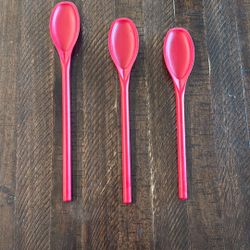 3 Red Spatula Spoons