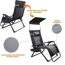 Heavy Duty Durable Adjustable Reclining Folding Chair Outdoor Indoor Garden Pool