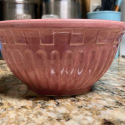 Watt Pottery Pink Ribbed Stoneware Bowl Medium Size