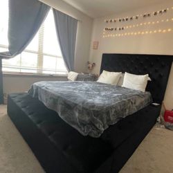 Queen Black Bed Frame And Black Dresser