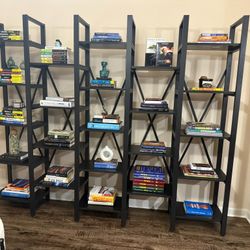 Black metal book shelf