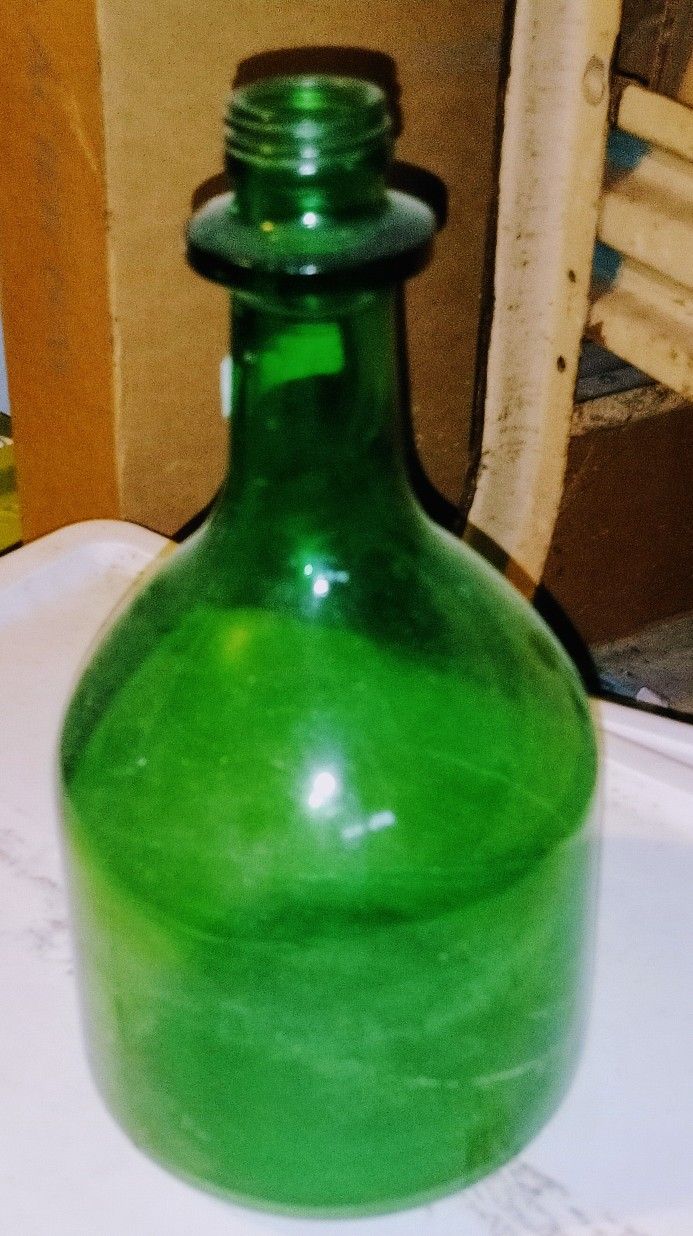 Antique Green Glass Bottle 