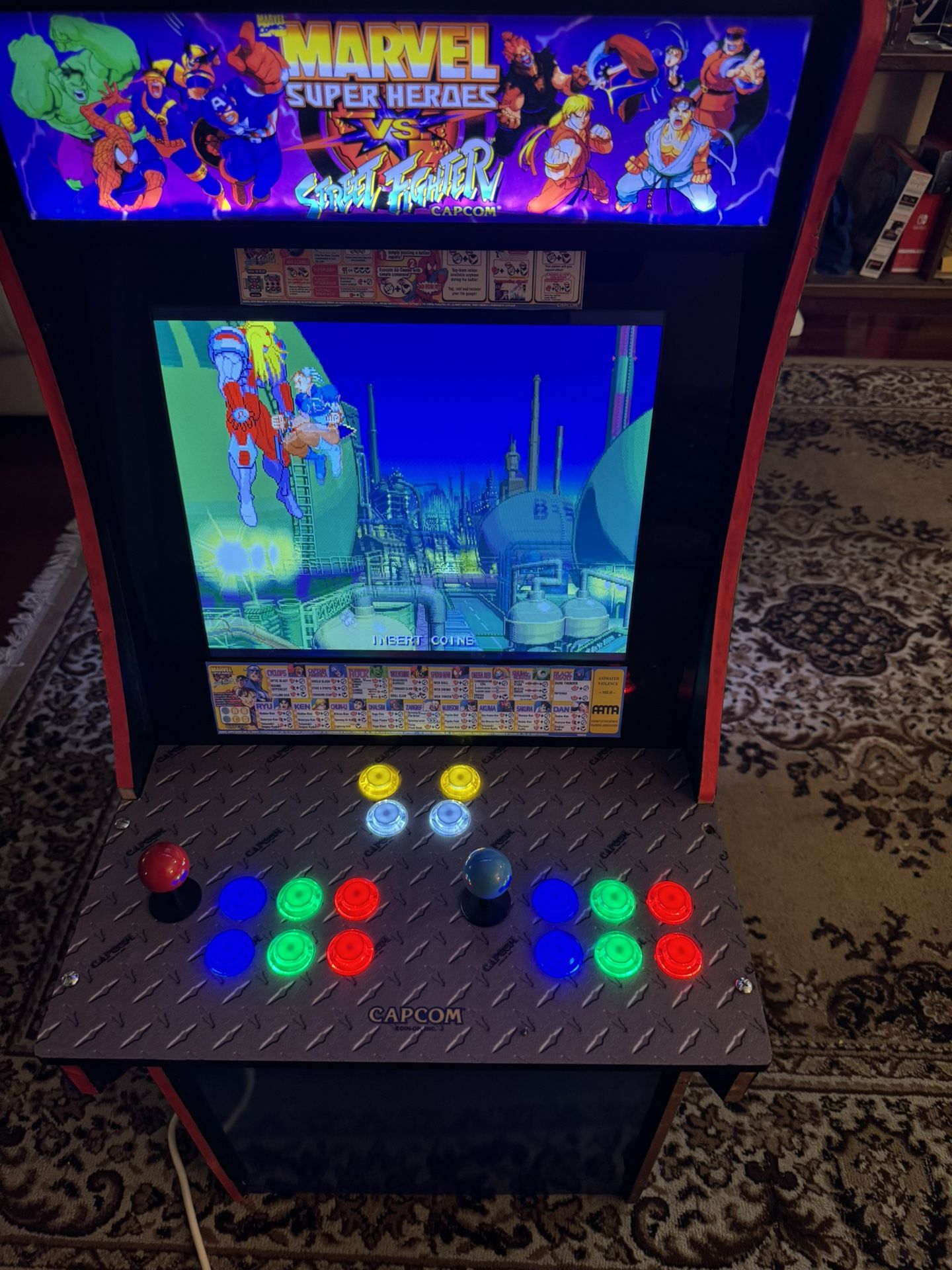 Custom Arcade1up (Arcade) Mini Big Blue Marvel Vs Street Fighter Mod