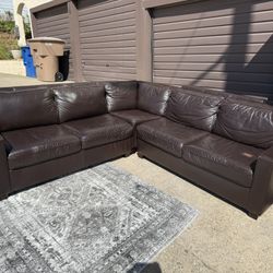 West Elm Leather Sectional Sofa