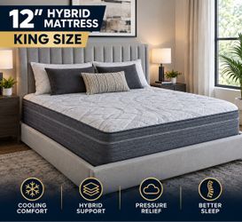 🛏️ 12” KING HYBRID MATTRESS — ONLY $450! - $0 Down Financing Options, Same Day Delivery Available