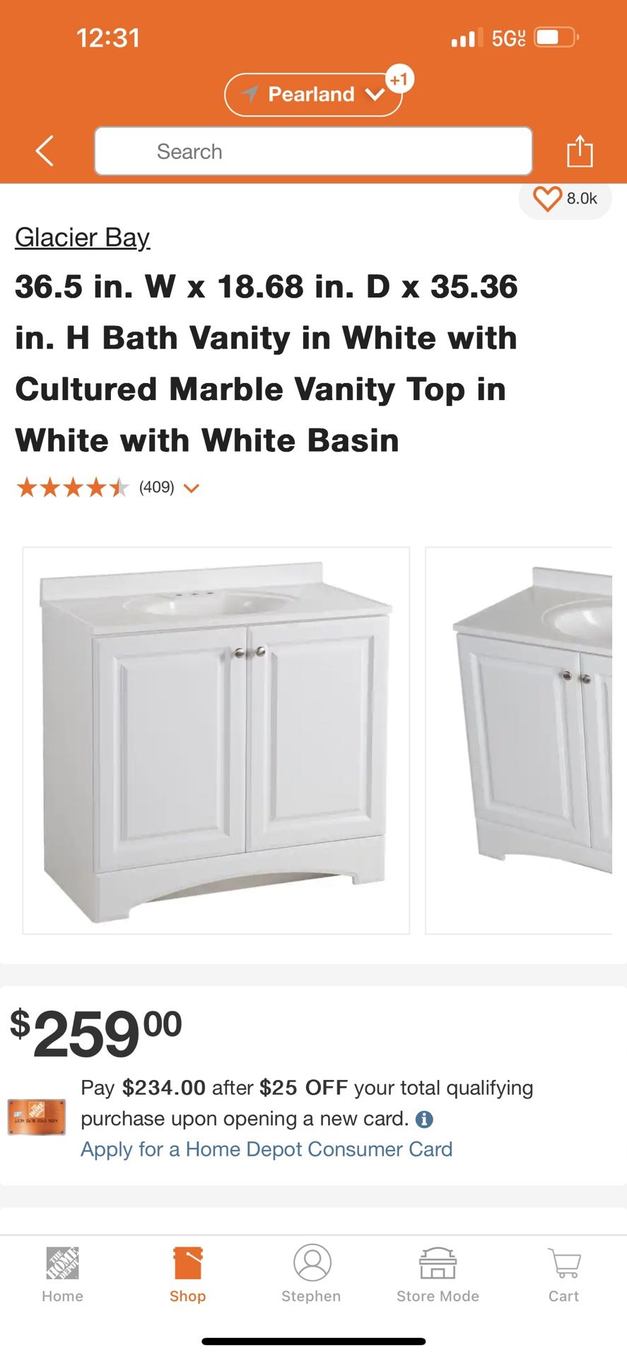 Bathroom vanity (Same As Home Depot)