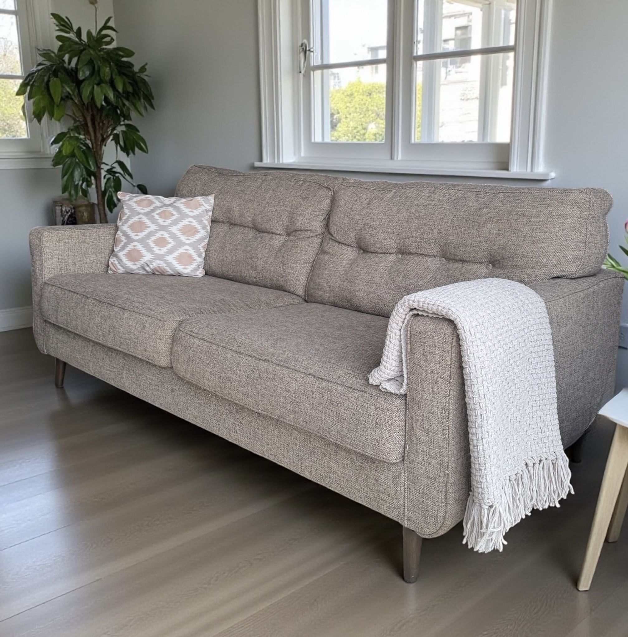 Ashley Furniture Tweed MCM Style Sofa Couch