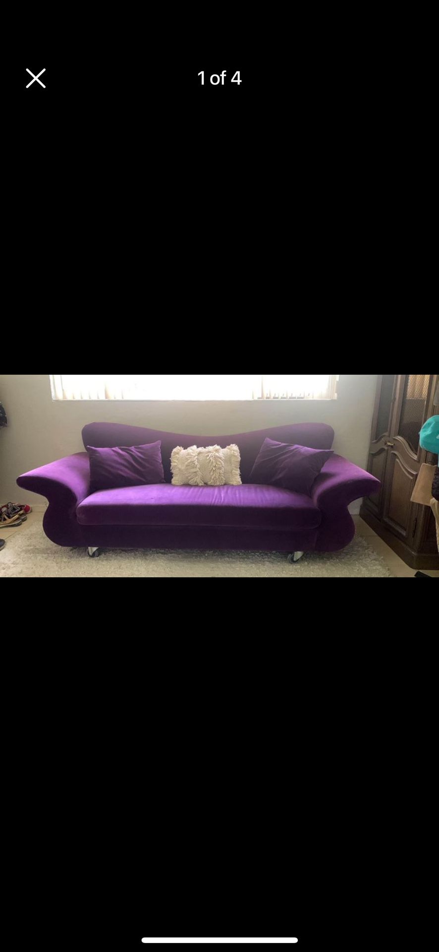 Purple Sofa With Purple Cushions