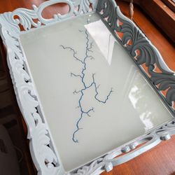 Handmade Epoxy blue arc 20x14, made with 15kv, blue epoxy filled arc