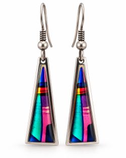 Multicolor Inlay Triangle Drop Earrings