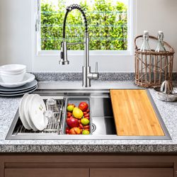 AKDY 33” Stainless Steel Sink with Faucet & Accessories