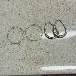 Two Pairs Of Sterling Silver Earrings For $40