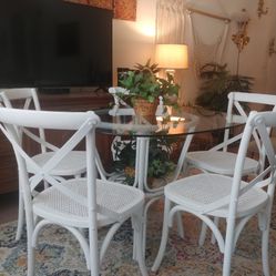 Bamboo Table And Cain Chairs