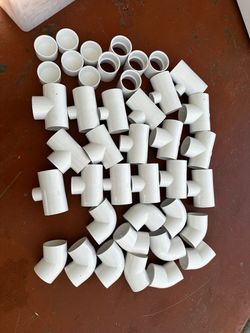 Lot PVC Fittings - Tees, 2” 90, 2” 45s, 2x2x2 Ts, 2x2x2.5 2, 2” Caps, 2”couplings schedule 40 Pool