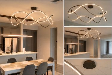 Large 59" Modern LED Chandelier – Remote & Dimmable