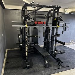 Smith Machine 300 | Adjustable Bench | 245lb Cast Iron Olympic Weights | 7ft Olympic Bar | Fitness | Gym Equipment | FREE DELIVERY/INSTALLTION 🚚 