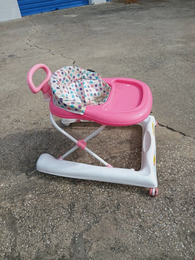 Pink Baby Walker With Push Handle
