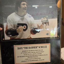 Autographed Plaque Of Flyers Great Dave Schultz 