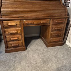 Solid Oak Roll Top Desk