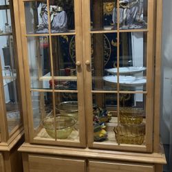 Blonde China Cabinet W/ Drawers