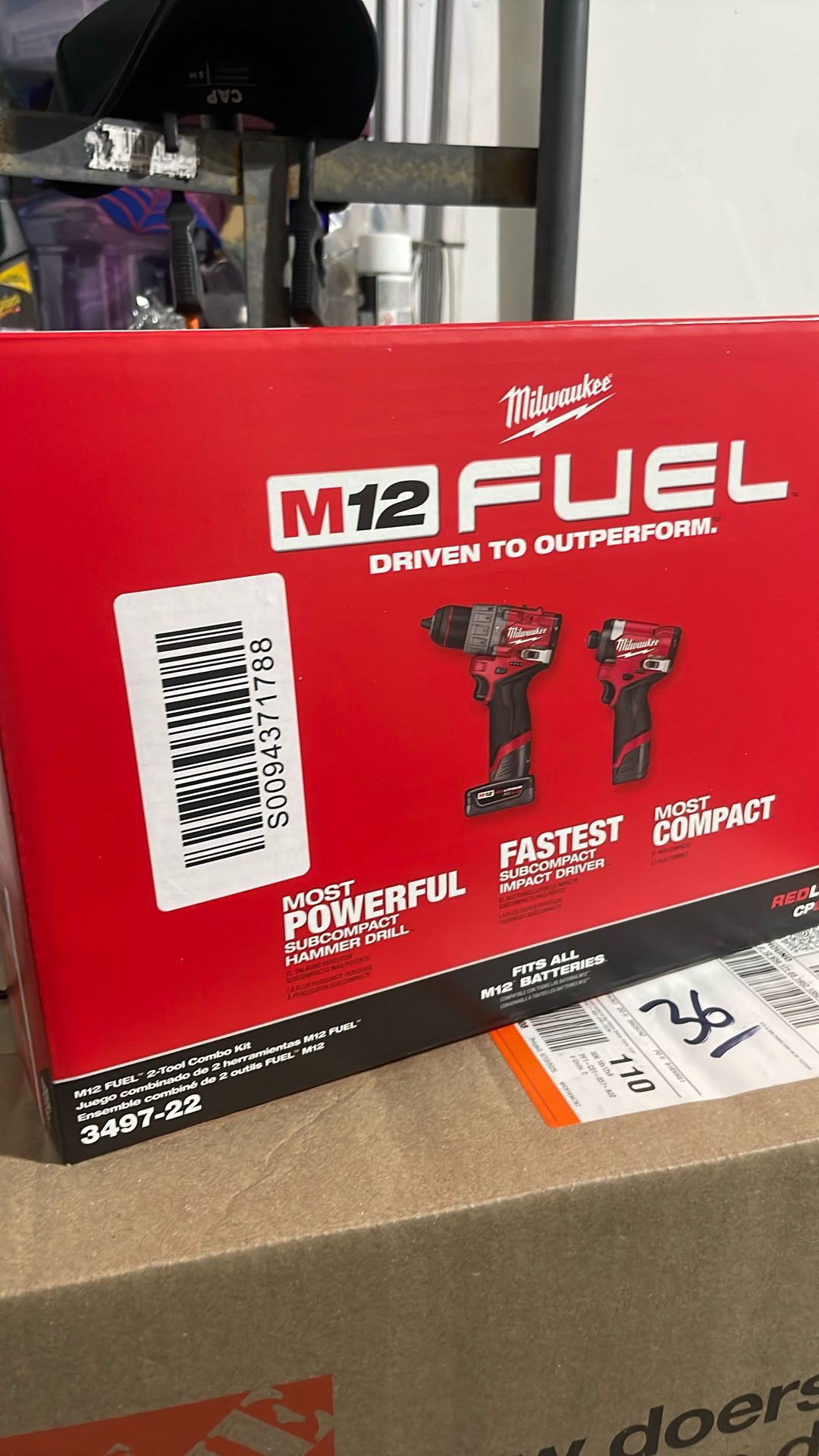 New Milwaukee Fuel M12 -2 Tool Combo Kit ( Impact Driver-hammer Drill, Battery 4.0ah-battery 2.0ah, Charger And Bag) Pick Up Only