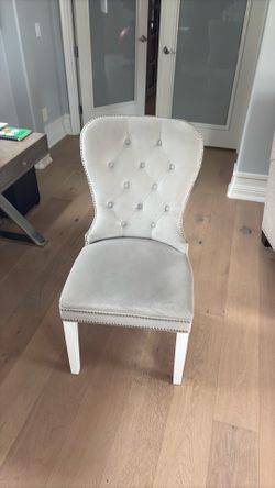 Upholstered Accent Club/desk Chair with Nailhead Trim — Oatmeal/Beige Linen-Look, Track Arms, Wood Legs