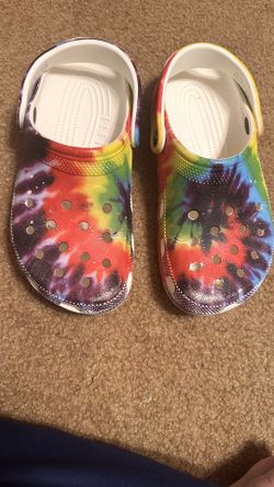 EUC CROCS Kids Girls Juniors Rainbow Clogs Water Shoes Youth 5