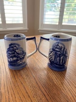 Royal Delft Hand Painted Cups (Pair)