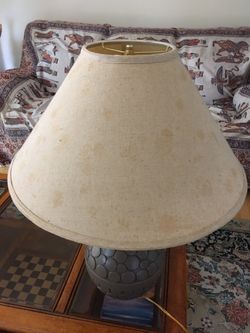 Lamp for bedroom or end table, ceramic base ,2way light , large shade, 30” H 22’W ! $15