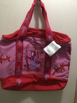 Disney Store Nightmare Before Christmas Pink Tote Bag New With Tags