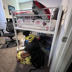 IKEA Loft Metal Bed With Shelves 