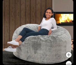 Lounge & Co Faux Fur Jumbo Grey Lounger