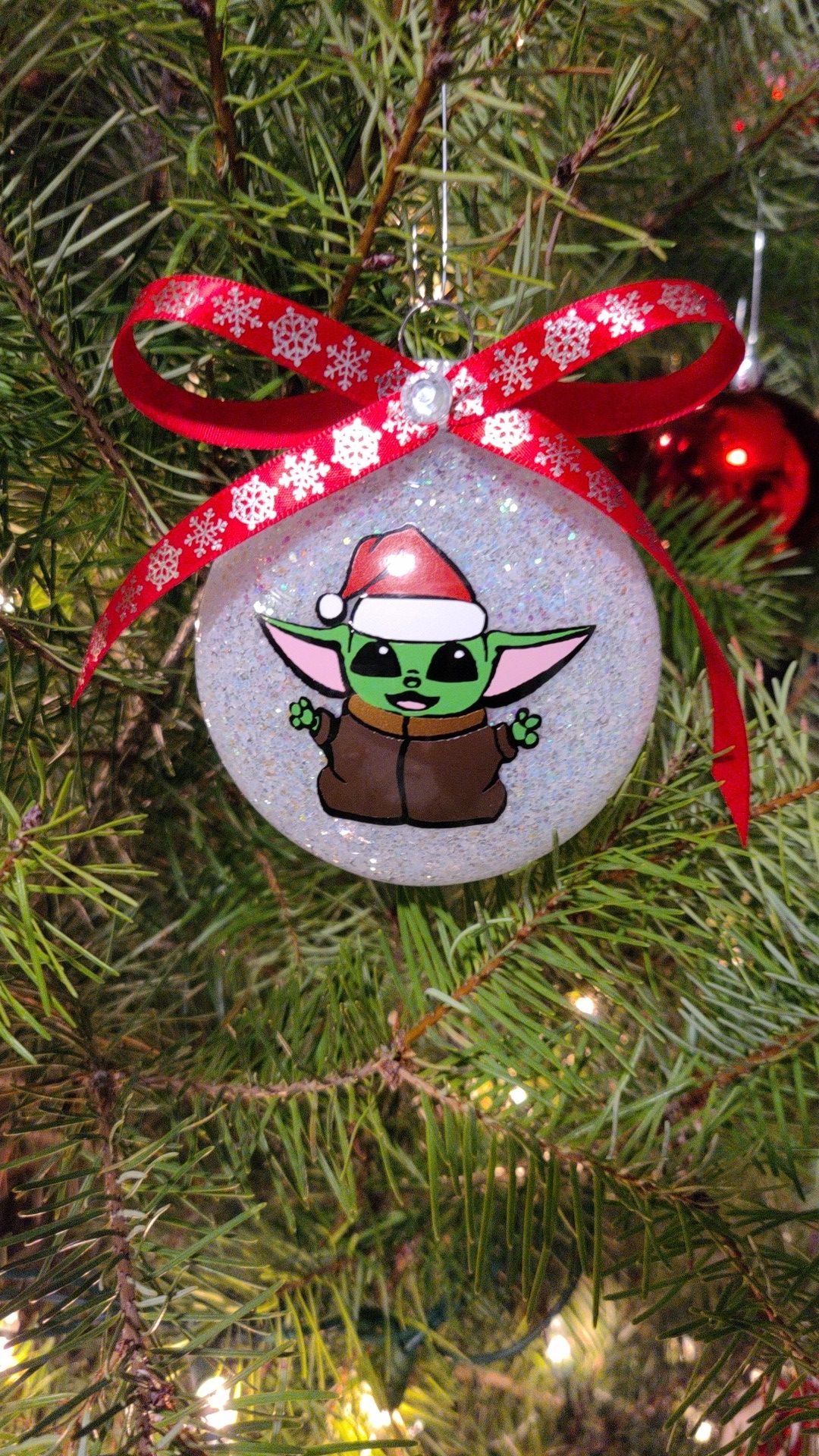 Baby Yoda Santa Handmade Ornament