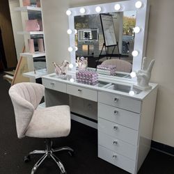 New White Vanity - Chair And Shelf Not Included 