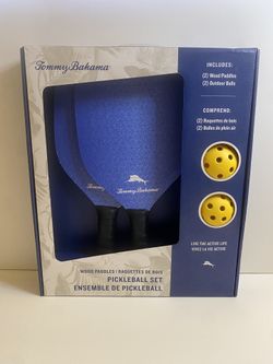 Tommy Bahama Pickleball Set - 2 Wood Paddles, 2 Game balls