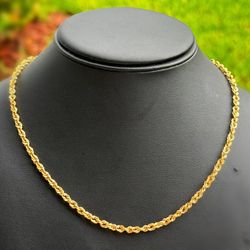 Jewelry 14k hollow yellow gold Rope necklace chain 18.00" 3.80mm width