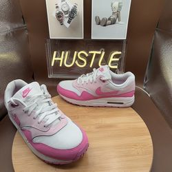 Nike Air Max 1 (GS) Big Kid’s SZ 6.5Y White/Playful Pnk Foam